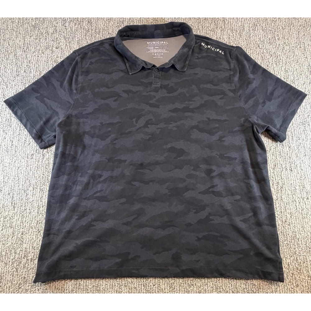 Municipal Polo Shirt Mens 3XL Black Camo Sport Utility Gear Short Sleeve Stretch